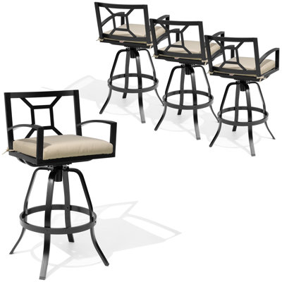 Tabourets de bar pivotants en aluminium avec coussin Sunbrella
