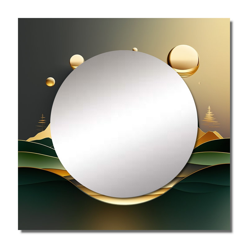 Whitting - Abstract Marble Square Mirror Wall Decor For Bedroom, 23" x 23"