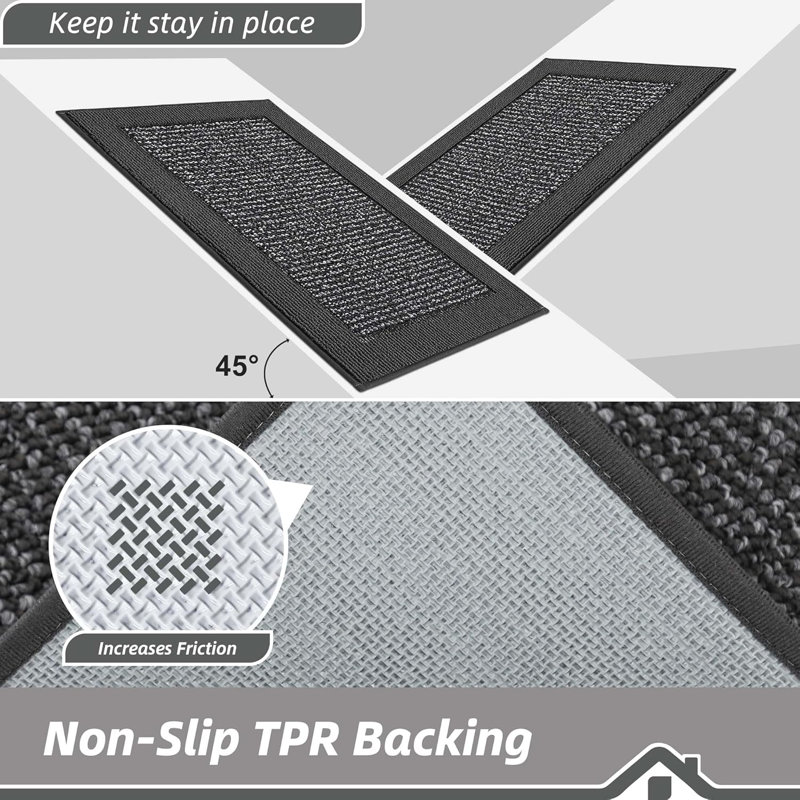 Tapis antidérapants lavables, Gris anthracite, 20 po x 32 po