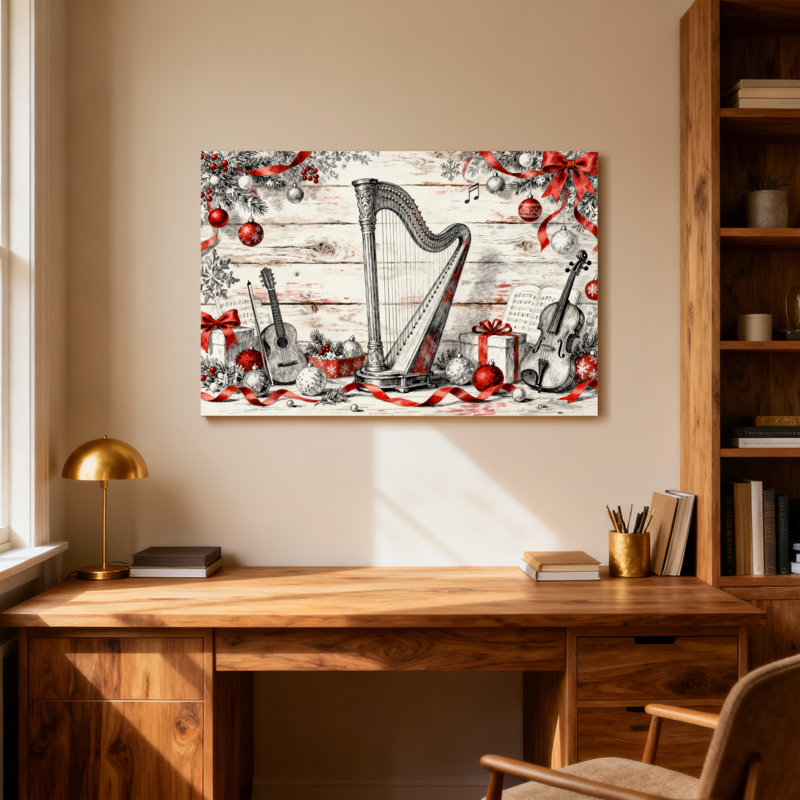Instruments de musique et décorations de Noël, H 12 po x l 18 po