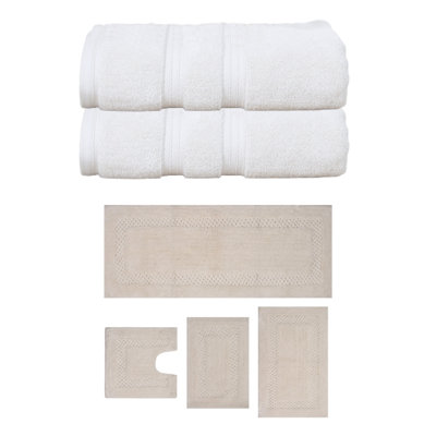 Bublitz Classy Bath Mat 100% Soft Cotton Towel Set & Bath Rug Combo