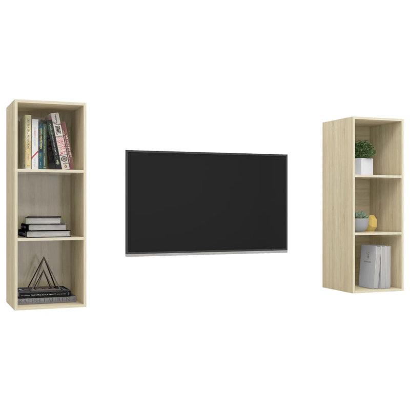 Drayven Unfinished Floating TV Stand for TVs up to 88", Sonoma Oak