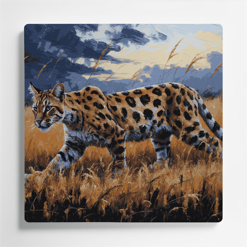 Faune, chat sauvage africain, art mural en métal brun