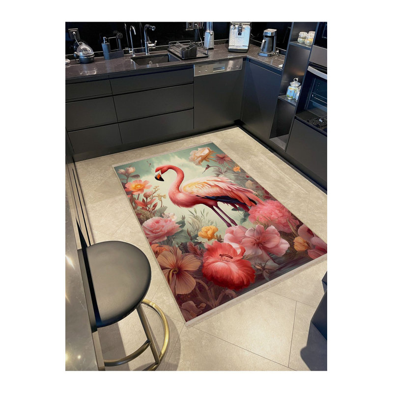 Tapis décoratif de style Flamingo, Sous-tapis rectangulaire de 3 pi 3 po x 4 pi 11 po