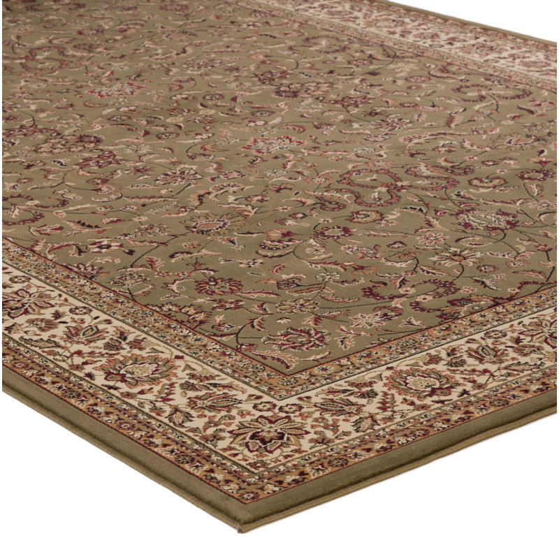 Tapis oriental vert / beige Izaiah, Rectangle 9 pi 3 po x 12 pi 10 po