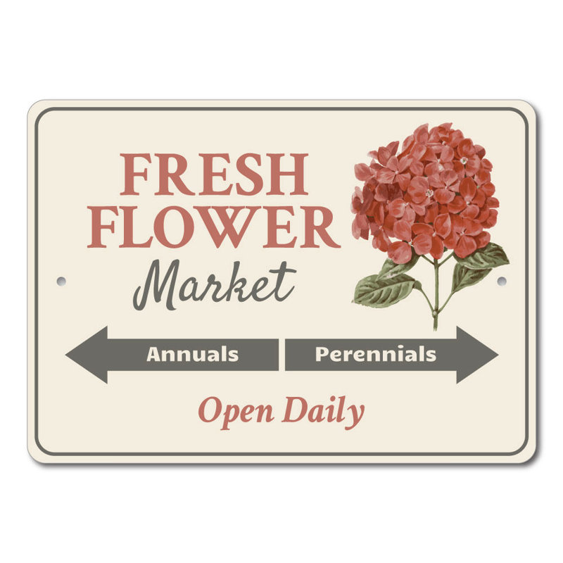 Plaque en aluminium Fresh Flower Market, H 14 po x l 10 po x P 0,04 po