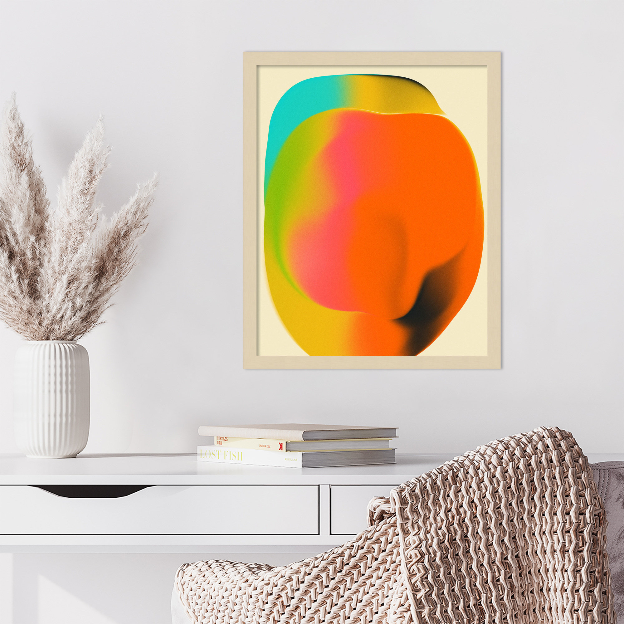 Smudge 2 by Jazzberry Blue, Brown Framed, 21" H x 17" W