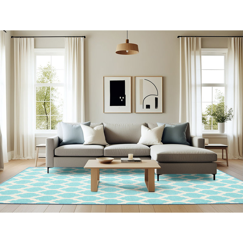 Tapis de zone vert contemporaine, Rectangle 6 pi 0 po x 9 pi 0 po