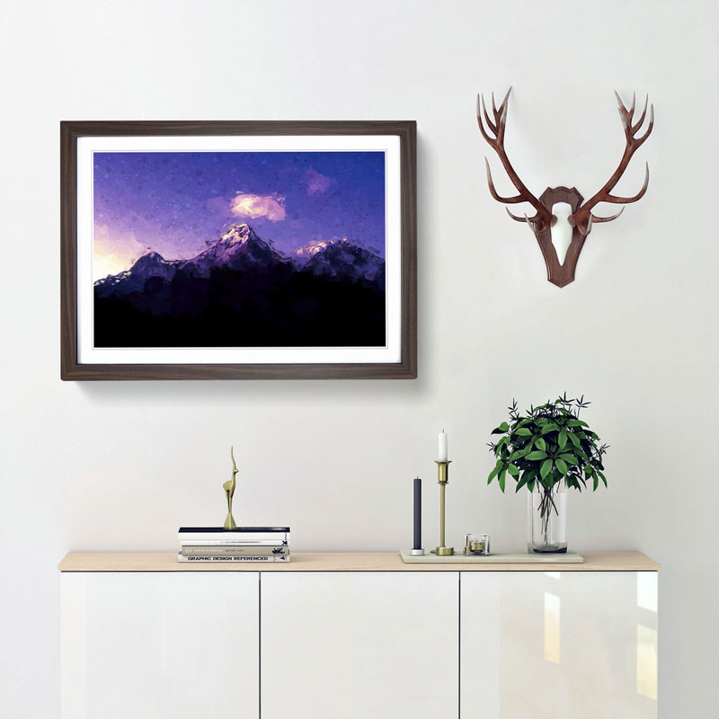 Mountains in Nepal at Night in Abstract - Framed Print, 27cm H x 36cm W x 2cm D, Walnut Framed