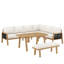 6-7 Seat Acacia Wood Outdoor Sofa Set With Dining Table & Rope Armrests