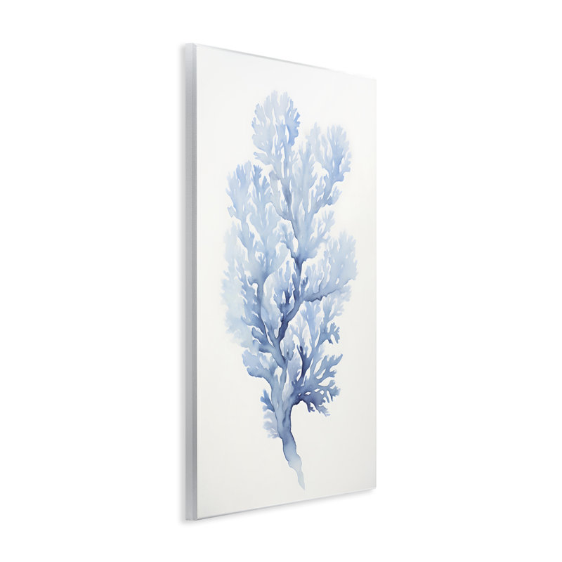 Art mural en forme de corail indigo par Petal Prints Design, H 15 po x l 10 po