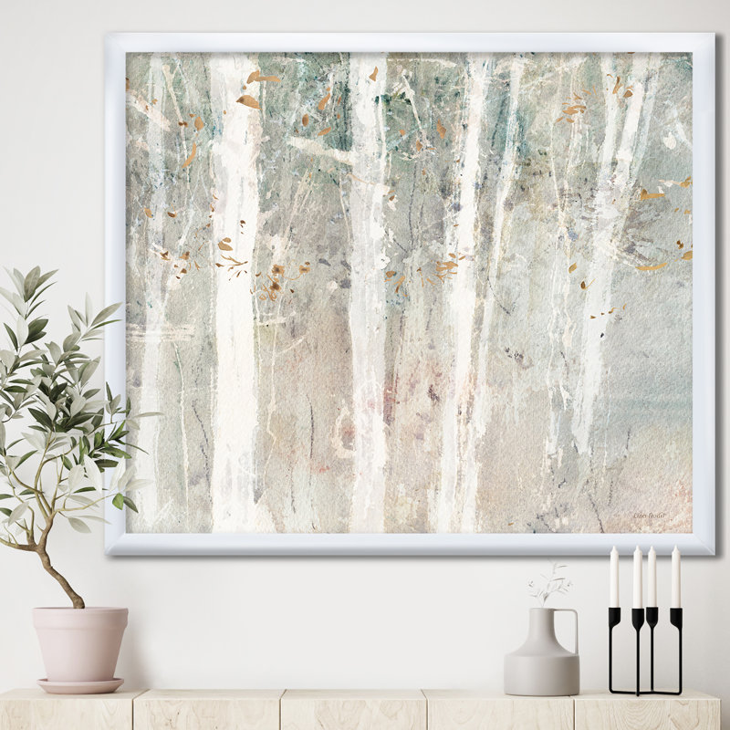 «A Woodland Walk into the Forest V», reproduction d'art sur toile encadrée, H 16 po x l 16 po x P 1 po, Cadre blanc