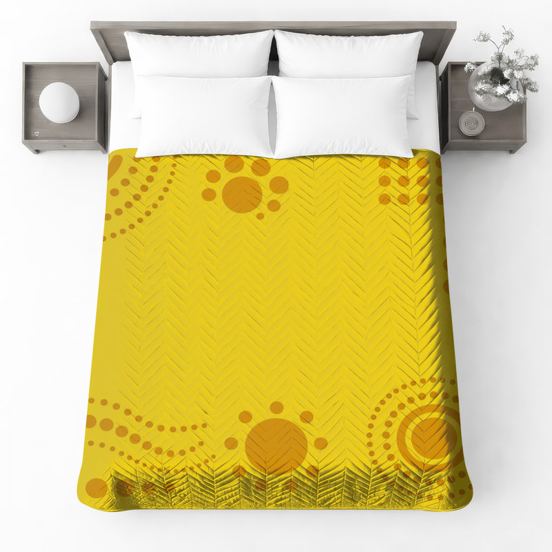 Couvre-lit matelassé à pois jaunes, Twin