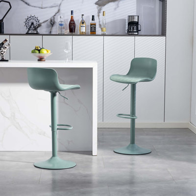 Ensemble de 2 tabourets de bar - tabourets de bar modernes en cuir de polyuréthane à hauteur de comptoir avec dossier, îlots de cuisine pivotants à hauteur réglable, sans accoudoirs, grande base