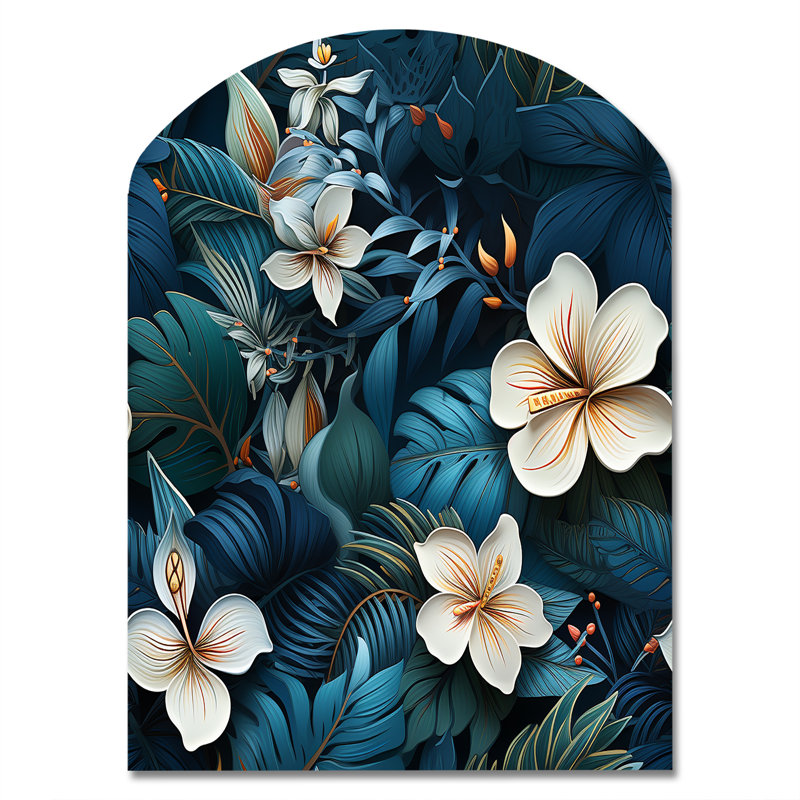 Ohiowa - art mural floral irrégulier - forme d'arche, H 34 po x l 25 po