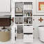 Armoire de rangement pour salle de bain avec portes et tiroirs, plusieurs espaces de rangement, style autoportant, tablette ouverte, tablette réglable, blanc