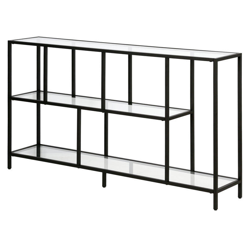 Winthrop Glass Top Console Table, Blackened Bronze