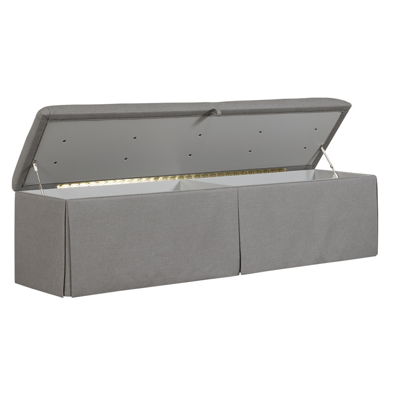 Banc de rangement à couvercle rabattable Ryan, Gris, H 21 po x l 54 po x P 18 po, Brun clair