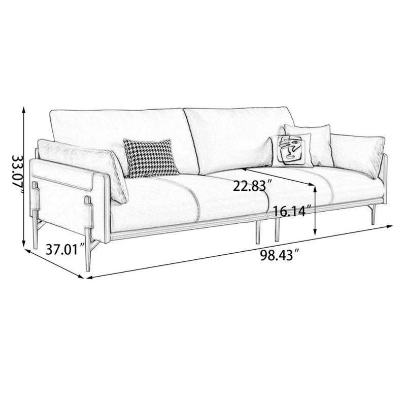 Canapé modulaire 86,61 po en cuir véritable vert, Brun, 3, H 33,07 po x l 98,43 po x P 37,01 po