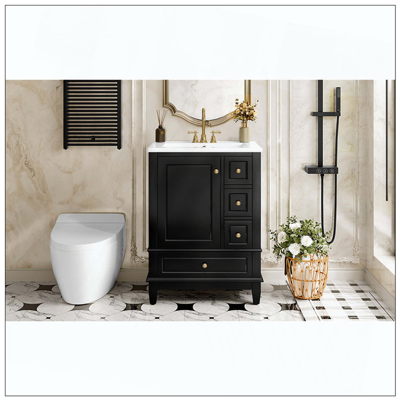 Tablettes de meuble-lavabo en céramique Modern Modern, Black