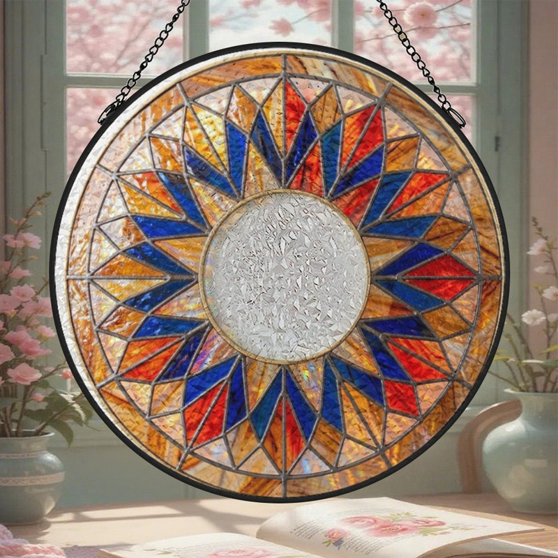 Vitrail Sunbur, 9,8 x 9,8 po (25 x 25 cm)