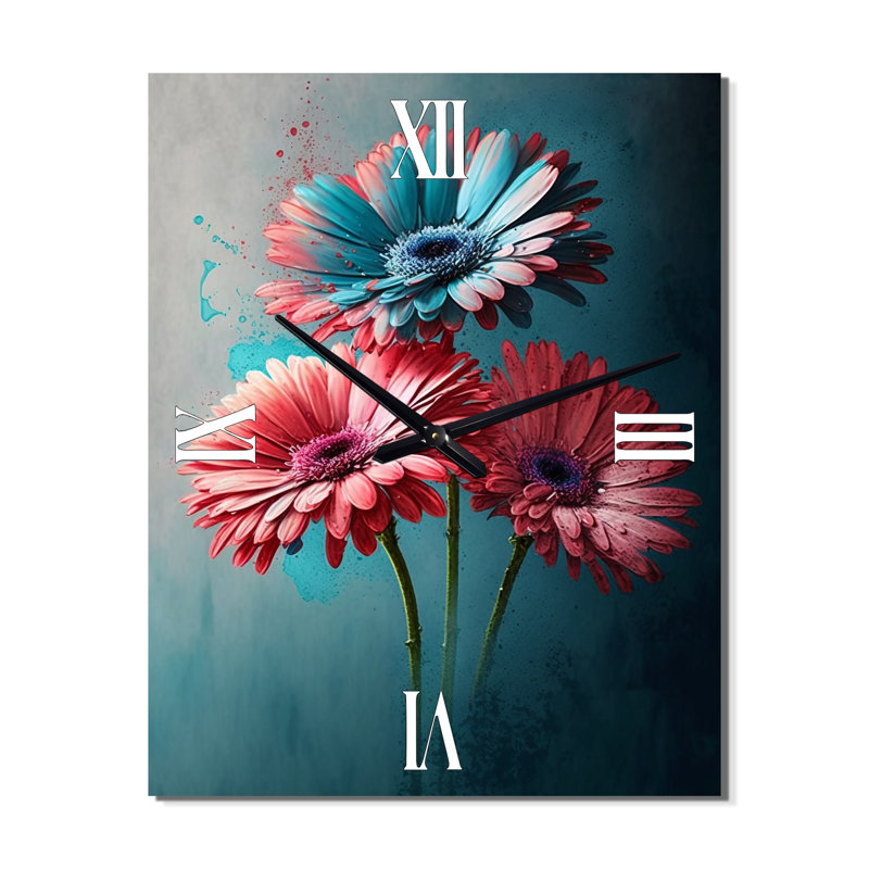Janesa - Horloge murale marguerite florale, H 40 po x l 30 po x P 1 po