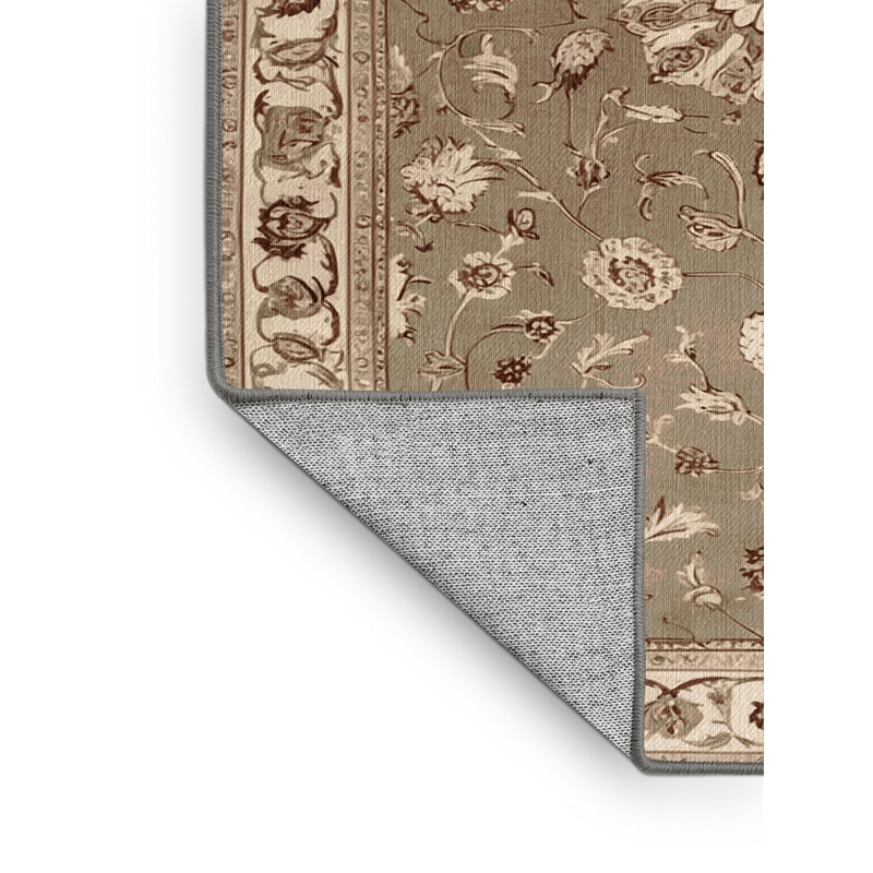 Machine Washable Persian Gray Area Rug, Rectangle 5' x 7'