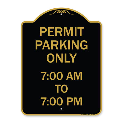 Signmission Designer Series Sign - Permit Parking Only 7-00 Am To 7-00 Pm | Green & White 18" X 24" Heavy-Gauge Aluminum Architectural Sign | Protect Your Business & Municipality | Made In The USA
