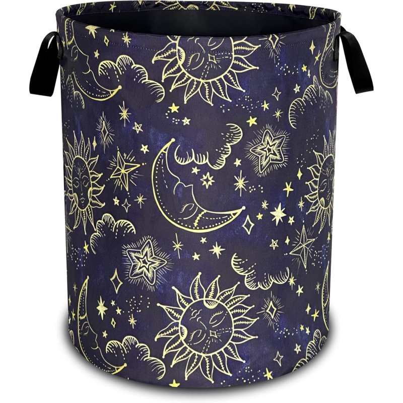 Celestial Sun Stars Moon Laundry Basket Oxford Cloth Funny Laundry Hamper With Handle Foldable Portable Clothes Storage Basket  Storage Bag For Laundry Room/Bathroom/Bedroom/Dormitories