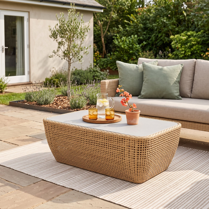 Sydney Wicker and Stone Coffee Table