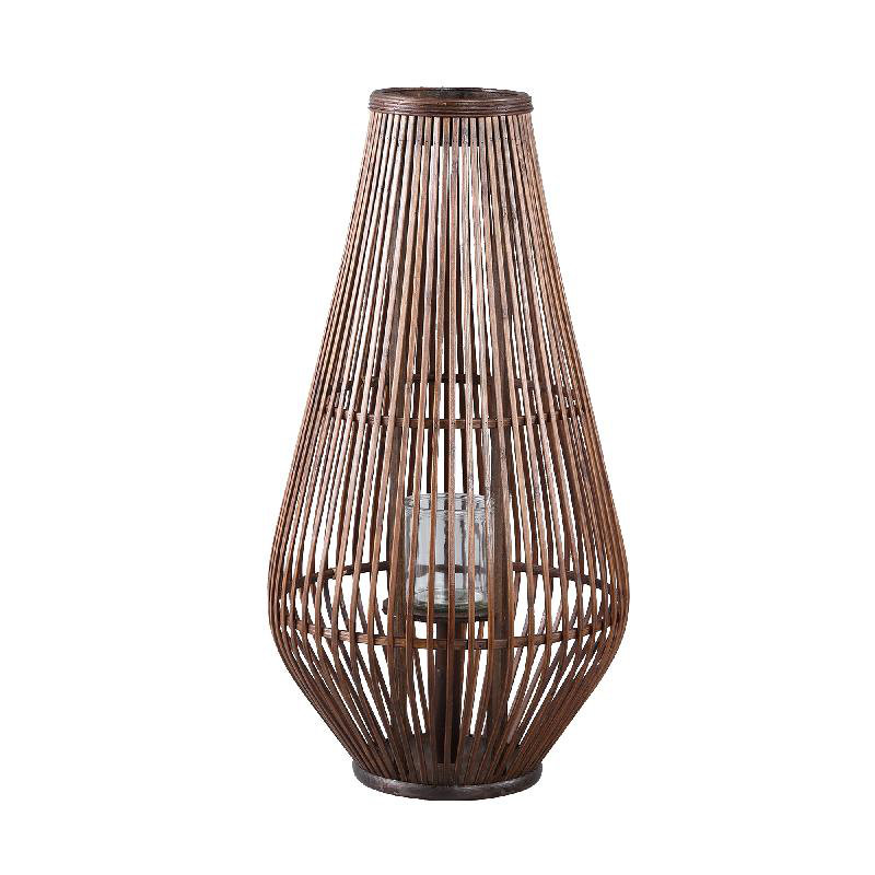 48cm Glass Floor Lantern, Brown, 68cm H x 35cm W x 35cm D