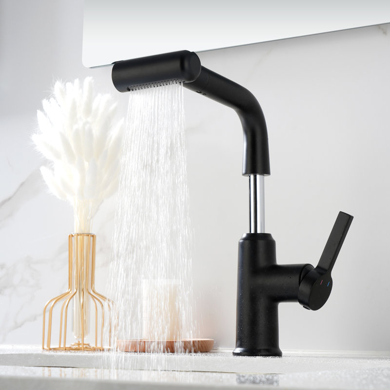 Lefton Single Hole Bathroom Faucet With 2 Water Modes, Pull-out Liftable Vanity Sink Faucet For Bathroom And Laundry Room, BF2209
