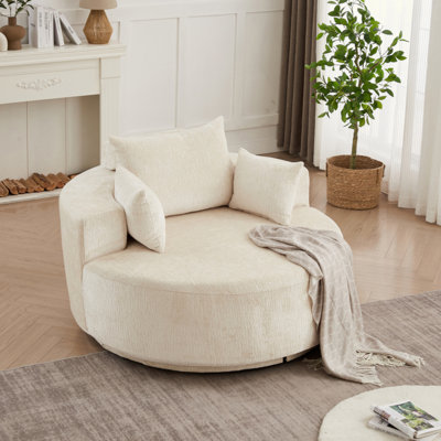 Chaise pivotante 55 po en mousse de chenille simple, canapé-lit moelleux moderne, chaise pivotante à 360 degrés pour le salon, la chambre à coucher, le salon et la salle de projection