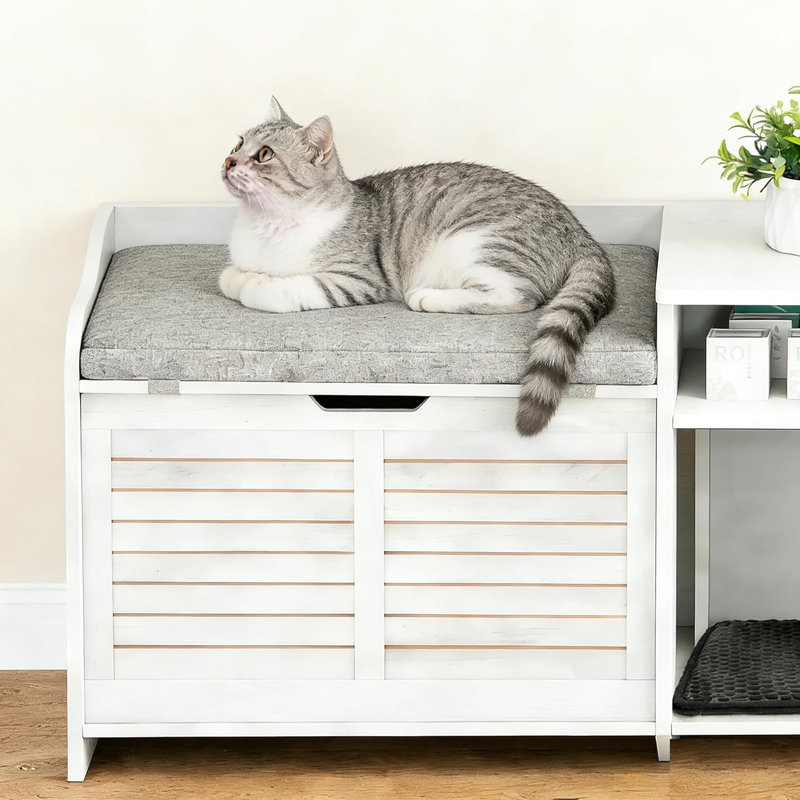 Meuble à litière pour chat 33 po, Blanc