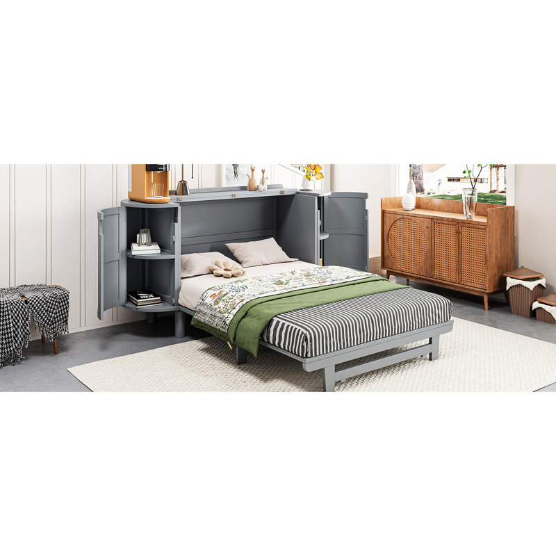Lit double gris avec compartiment de rangement dissimulé. Matelas pliable pour une utilisation efficace. Ornement sophistiqué. Espaces latéraux intégrés. Et Scratch-. Options de blanc. L 76,4 po x l 108,3 po x H 42 po. Non