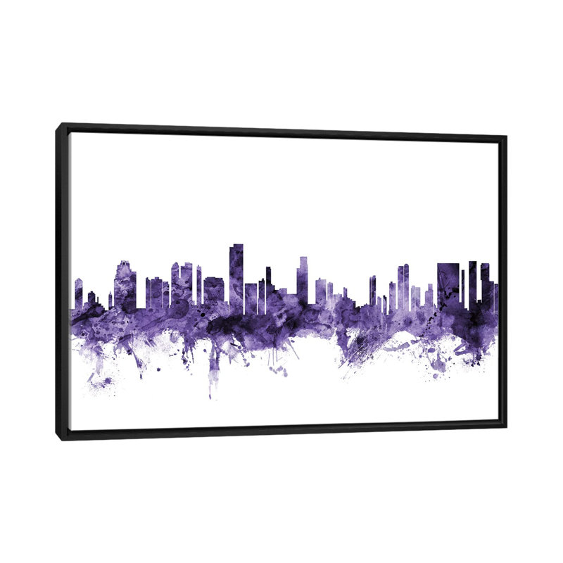 «Honolulu, Hawaii Skyline» par Michael Tompsett, impression sur toile tendue, H 32 po x l 48 po x P 1,5 po, Pas de tapis