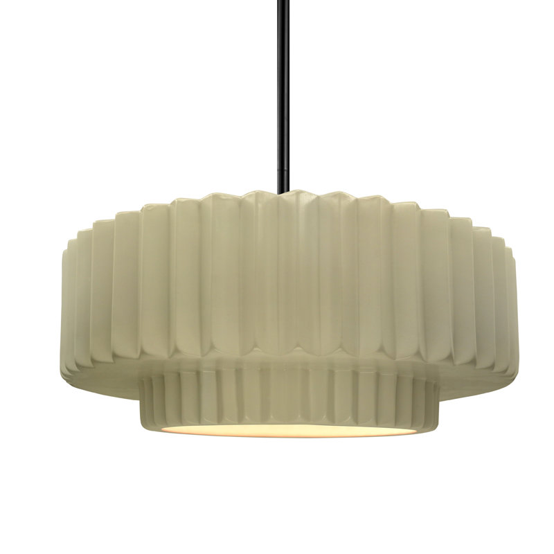 Luminaire suspendu 1 lumière Meydan, H 5,25 po x l 14,5 po x P 14,5 po, Vanille lustrée, Noir mat