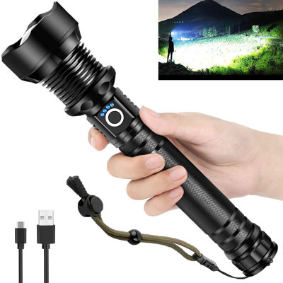 Flashlights High Lumens Rechargeable,XHP90.2 Super Bright LED Flashlight With Zoomable & 5 Modes & Waterproof For Outdoor/Indoor -  BEACHWATER POOL & SPA, LLC, B0BKRVSK67