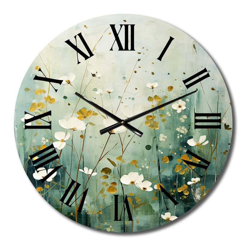 Horloge murale «Purple Tranquil Oasis - Abstract Botanicals», Moyenne