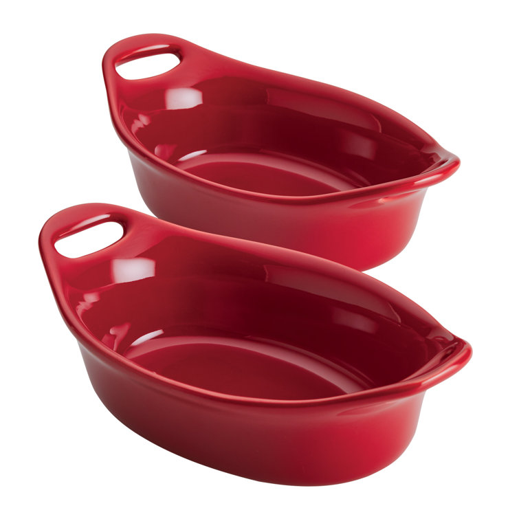 NutriChef 3-Pcs. Rectangular Ceramic Bakeware Set - Durable Baking Dishes  Set, Odor-Free Hybrid Ceramic Non-Stick Baking Pans, Dishwasher Safe (Red)