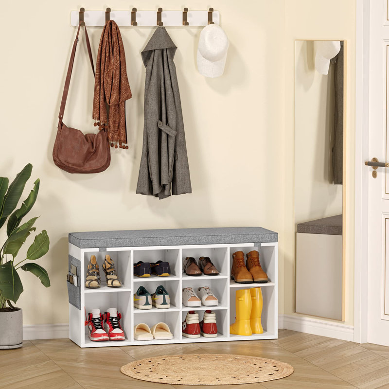 Cahari Linen Upholstered Storage Bench, White