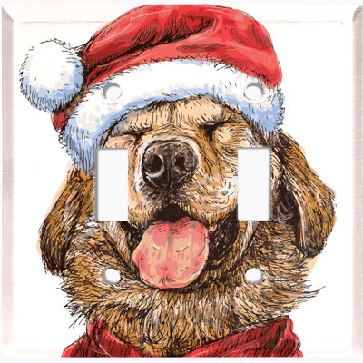 Plaque murale d'interrupteur à bascule Retriever Dog Santa Claus 2-Gang