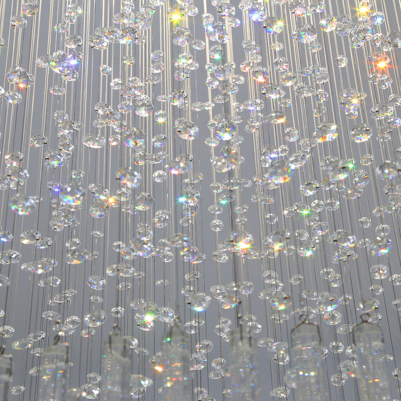Lustre en cristal Glam avec ampoules à DEL à intensité variable, Argent argent
