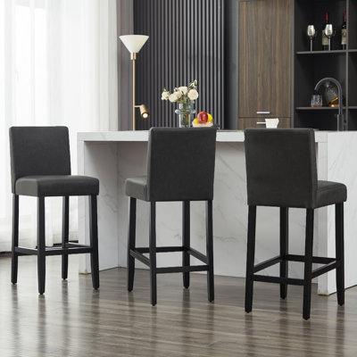 Upholstered Bar Stool With Solid Wood Frame