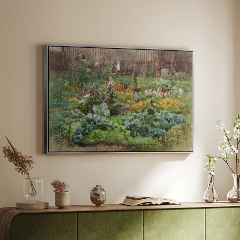 Paysage rétro - Lxxi, Toile naturelle avec cadre flottant, H 17 po x l 25 po x P 2 po