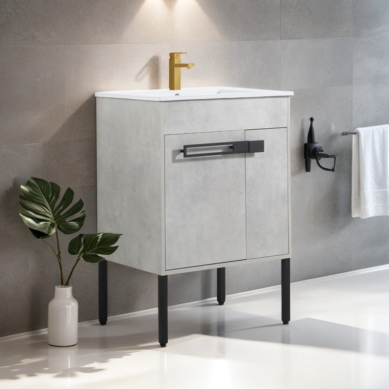 Meuble-lavabo de salle de bain 24 po avec lavabo Monterio, Gris