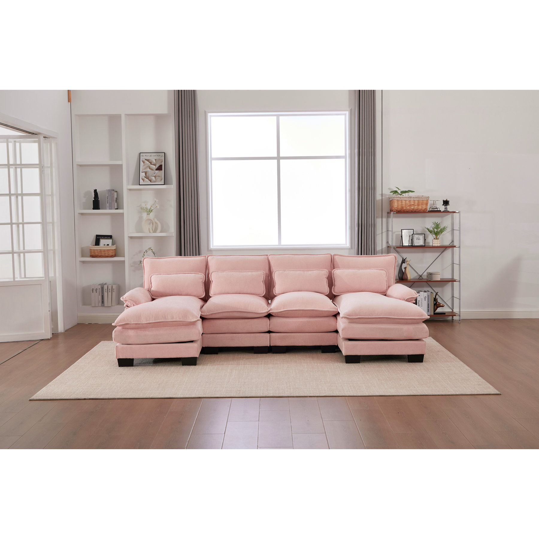 Latitude Run® U Shaped Cloud Couch, 110" Chenille Comfy 4 Seat ...