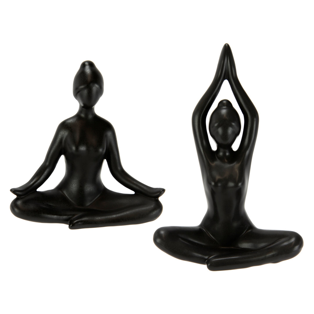 Yoga Figur Frau Meditieren Dekofigur Deko Pilates Yoga Dame Yogafigur Yogaskulptur  2-tlg. Figuren-Set Strandquist