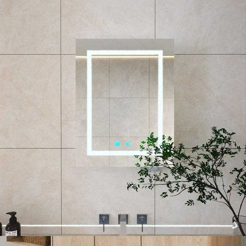 Pharmacie à DEL avec anti-buée, lumière blanche une couleur et rangement pour porte