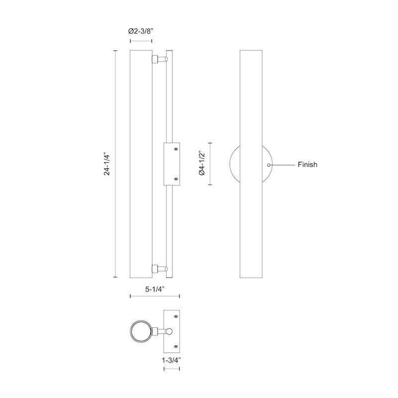 Gramercy LED Flush Mounted Sconce, 24.25" H x 4.5" W x 5.25" D